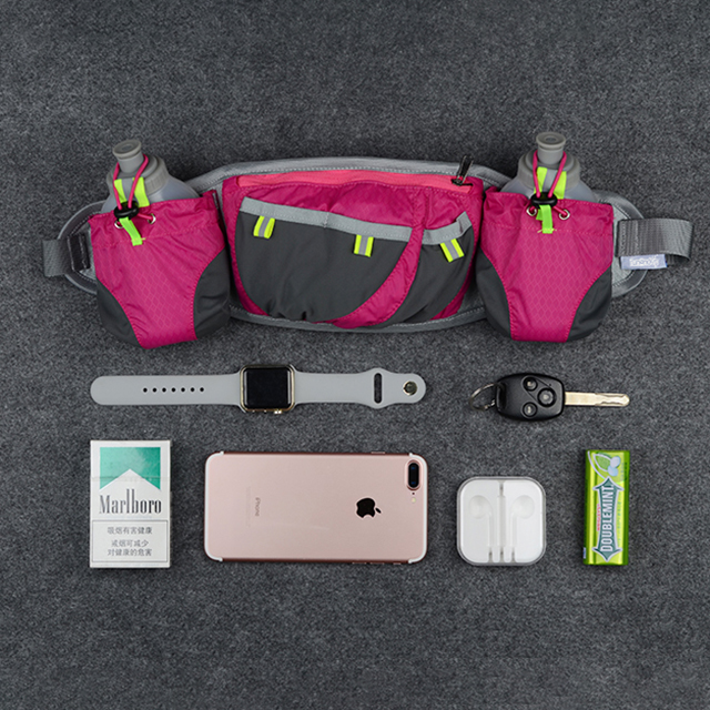 Bottle Outdoor Sports Waist Bag Hydration Running Pouch Belt with Two Bottle Holders RU81005