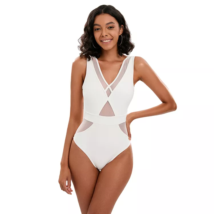 V Neckline Swimsuit with Mesh Купальник с V-образным вырезом и сеткой