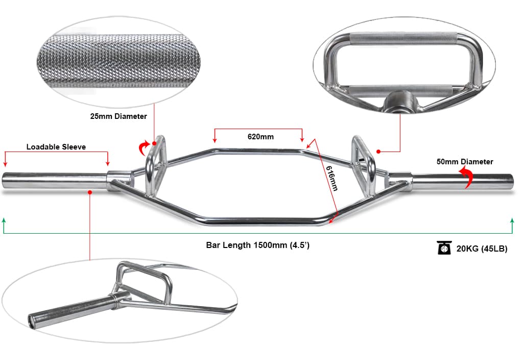 Olympic High Hex Bar for Heavier, Safer Lifts Օլիմպիական բարձր վեցանկյուն բար ավելի ծանր, անվտանգ վերելակների համար