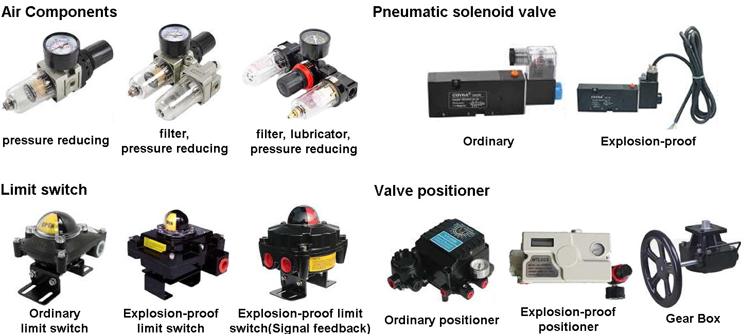HK55-F 2-Way Flange Pneumatic Ball Valve Choose Accessories HK55-F صمام كروي هوائي ذو شفة ثنائية الاتجاه اختر الملحقات