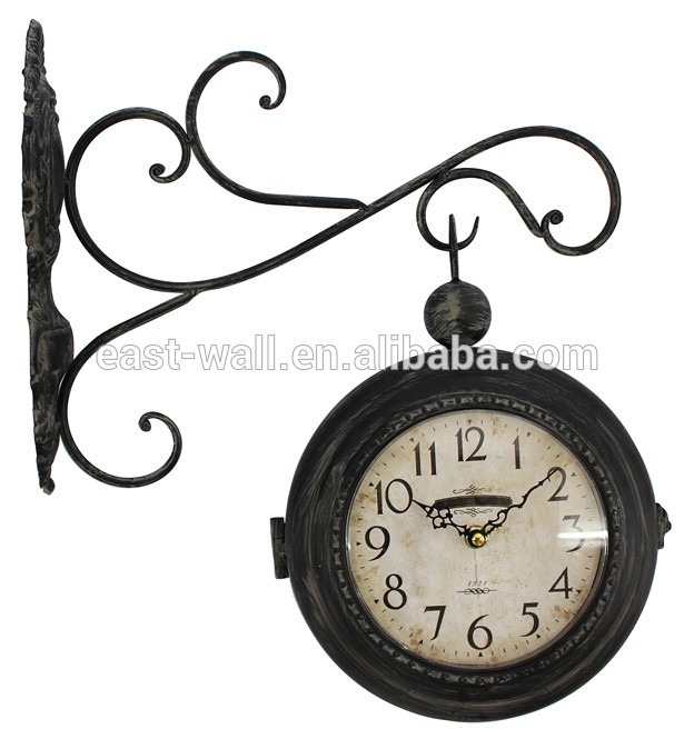 Europe vintage double side vintage iron wall clock