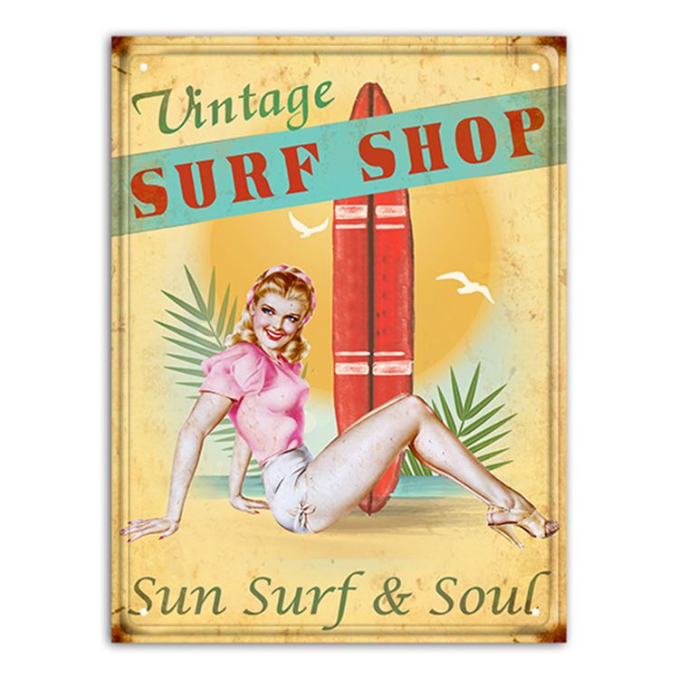 Beautiful Girl Decor Vintage Metal Tin Poster Popular Cafe Bar Home Wall Office Wall Plaques
