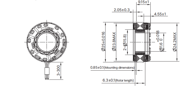 25mm &ccedil;er&ccedil;evesiz motor &ccedil;izimi