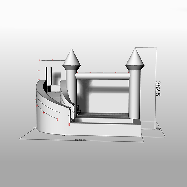 Inflatable White Castle Slide Combo Design Drawing Front View Opblaasbare witte kasteelglijbaan Combo ontwerptekening vooraanzicht