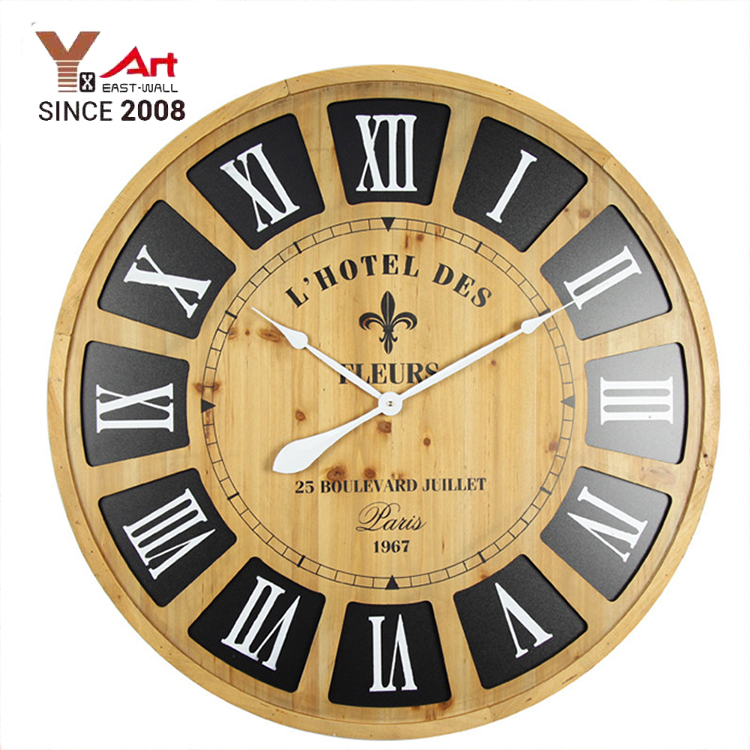 New Design Antique Craft Art Pattern Old Town Clock, Mdf Wall Clock, Digital Wooden Decorative Wall Clock
