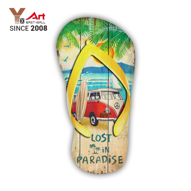 Hot Selling Homemade Home Decoration Slipper Shaped Wood Wall Plaque Crafts