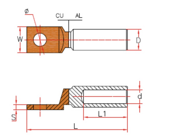 bimetal-friction-welding-cable-lugs-dimension