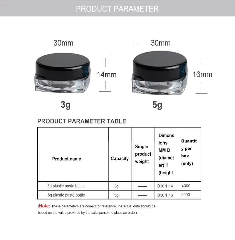 Plastic PS Cosmetic Eye Cream Jar Face Cream Container size حجم حاوية كريم الوجه البلاستيكية PS لمستحضرات التجميل