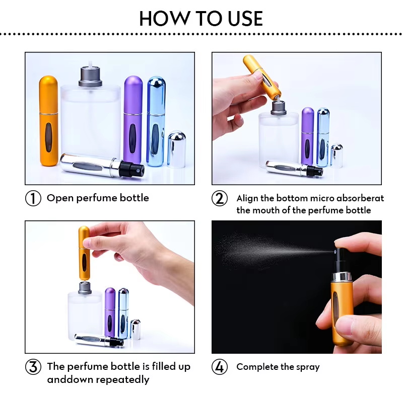 Perfume Portable Atomizer Bottles Use استخدام زجاجات العطور المحمولة