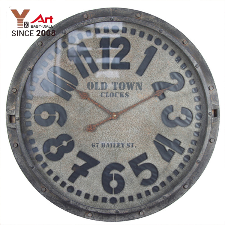 High Quality Custom Silent Vintage Iron Antique Metal Decorative Wall Clock