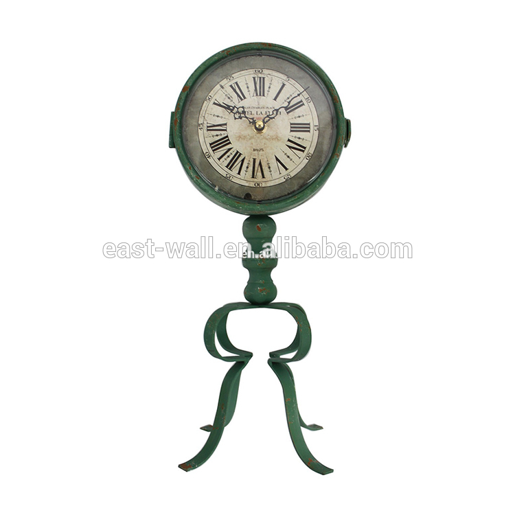 Stand Fancy Table Clock Novel Design Vintage Green Color