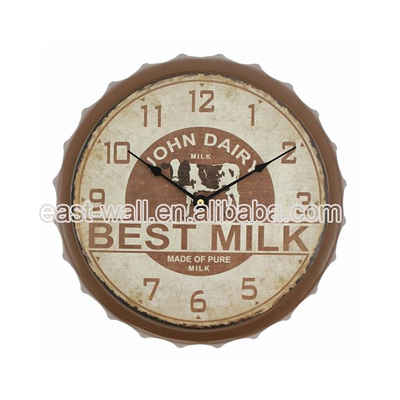 Custom Printing Logo Home Decoration Bottle Cap Shape Wall Clock Decal