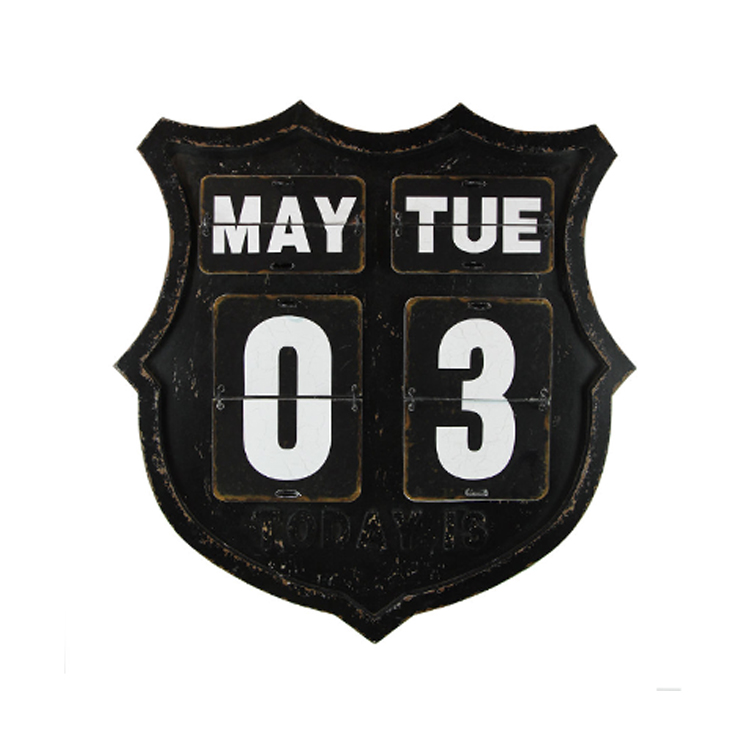 New Product Vintage Black White Two Colors Home Decoration Metal Calendar Hanging Sign Board