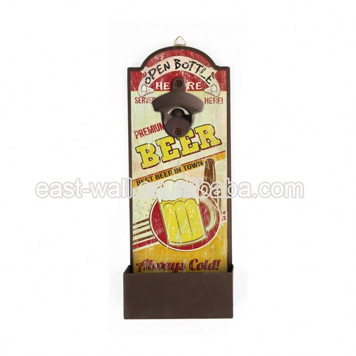 36.2x 14.4 x 9.6cm Happy Beer Cap Catcher Mounted Cap Magnet Bottle Opener