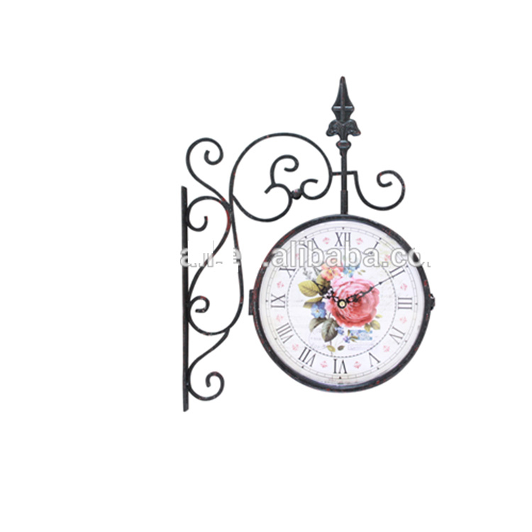 Home Decor For Small Kitchen Vintage Design Flower Signs Double Sides Clock