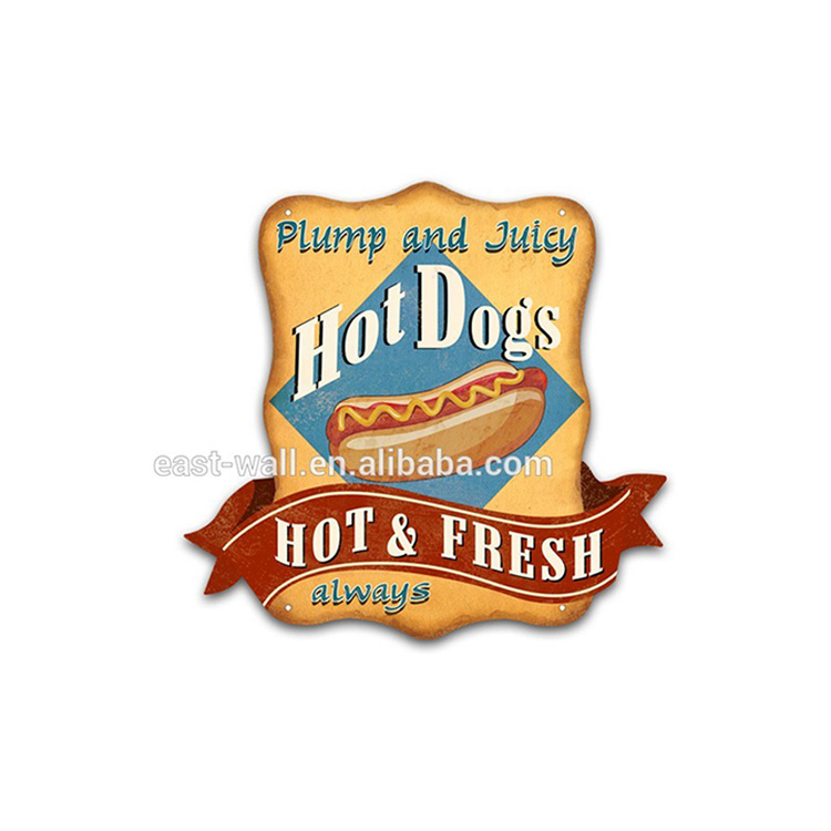 New Pattern Wall Art Iron Wall Hanging Plaque Panels Hot-dogs Signs
