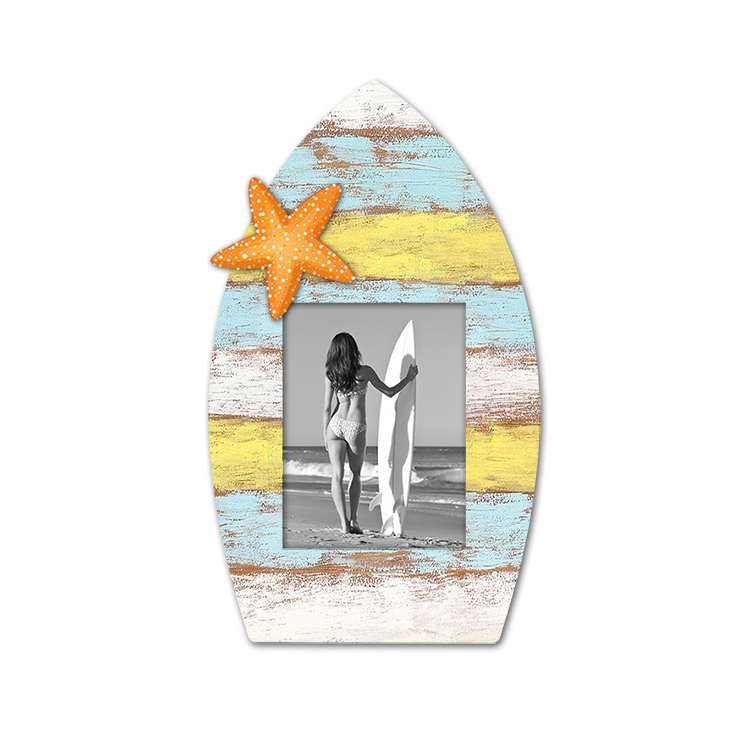 Wholesale Surfboard Shape Wooden Wall Photo Frame Custom Color