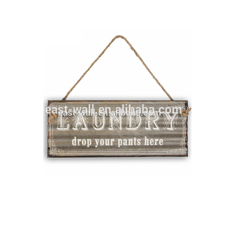 Handmade Metal Laundry Signs Customized Wording with Drop Your Pants Here
