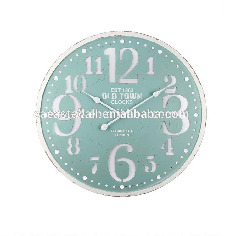 Durable Home Decoration Digital Wall Clock, Blue Round Wall Clock