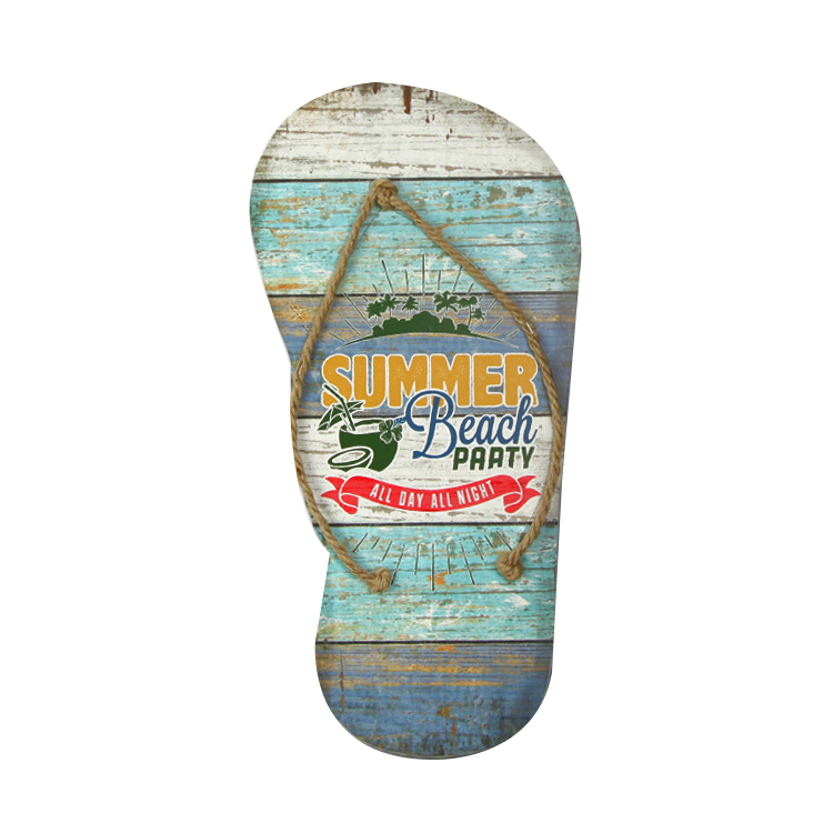 New Product Vintage Flip Flop Home Decoration Shabby Chic Beautiful Wall Hanging Picture Custom Wood Plaque