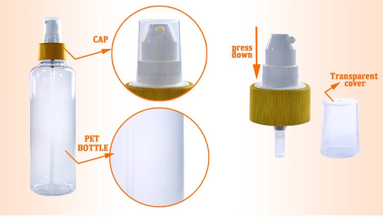 White PET Plastic Bottle and JAR set With Bamboo Lid ขวดพลาสติก PET สีขาวและชุด JAR พร้อมฝาไม้ไผ่