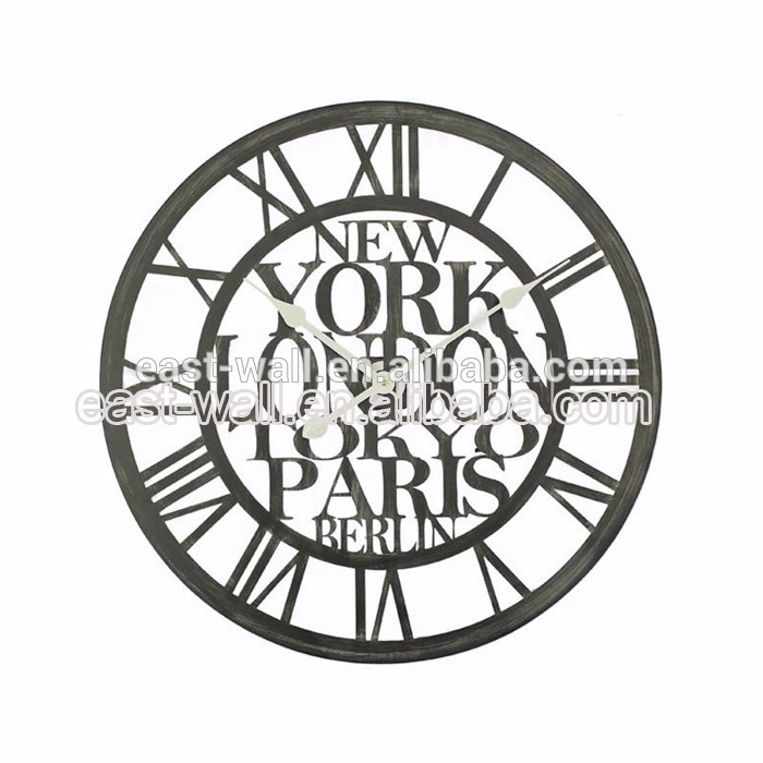 60X60X4.5Cm Roman Numerals Vintage Black Wall Clocks