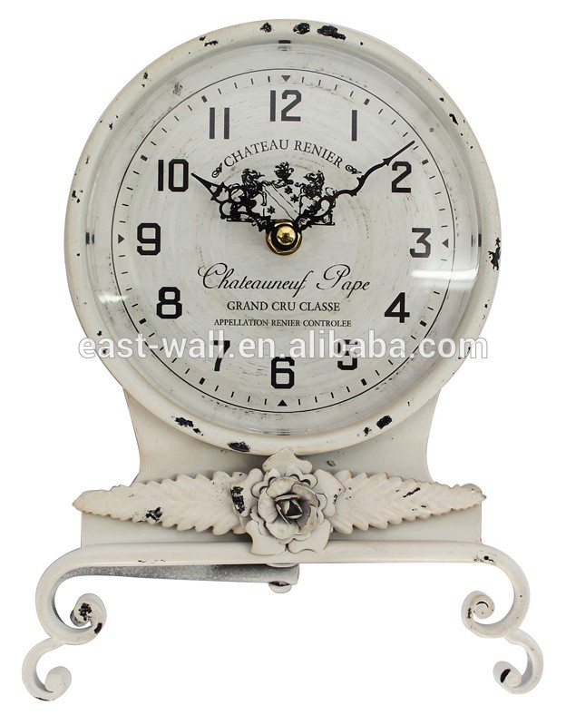 French CHATEAU RENIER Vintage White Customized Desk Clock