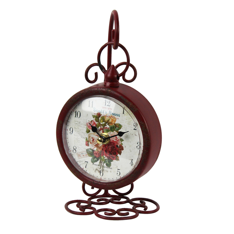 Custom High Quality Flower Pattern Design Vintage Swing Table Clock