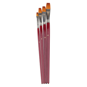 4pcs Short Handle Double-colour Nylon Brush Set Flat #6 #8 #10 #12