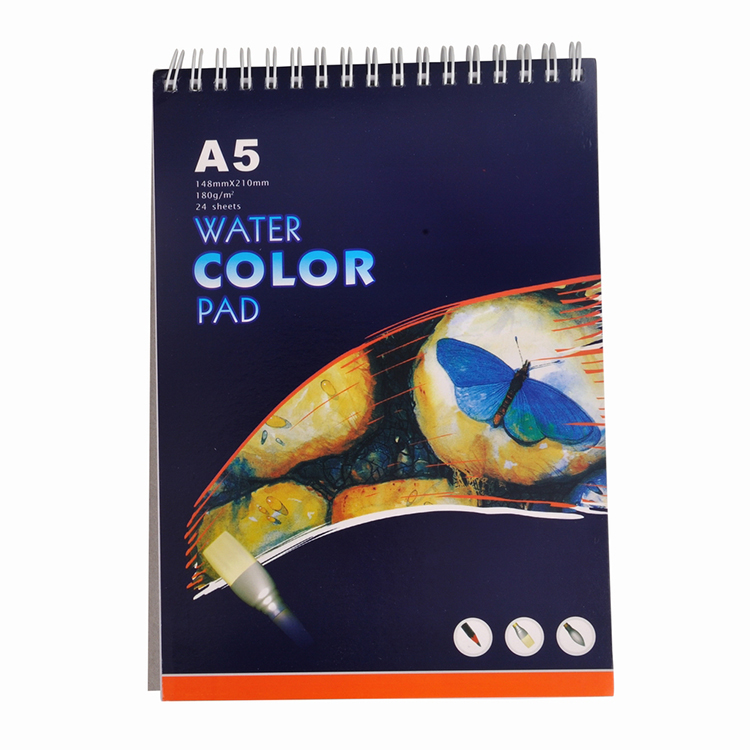Watercolour Pad 180gsm 24 Sheets Wire Bound Colored Cover A3 A4 A5 8K 16K 9x12''