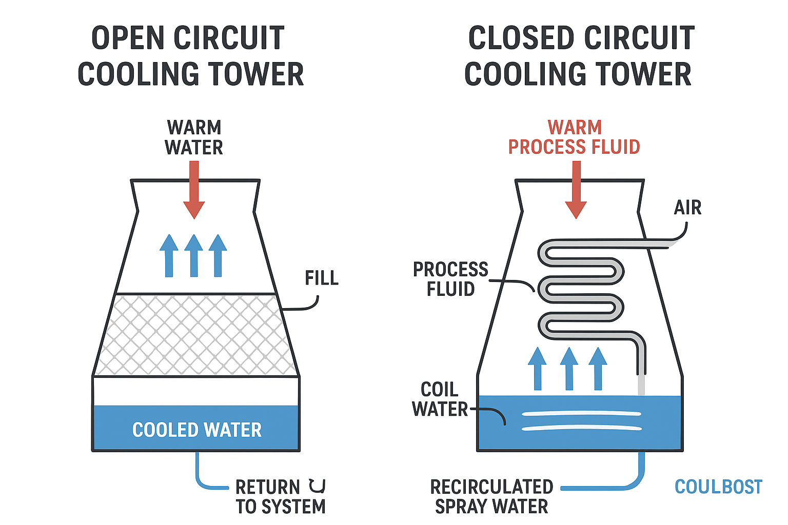 Open Circuit And Closed Circuit Cooling Tower Menara Penyejuk Litar Terbuka Dan Litar Tertutup