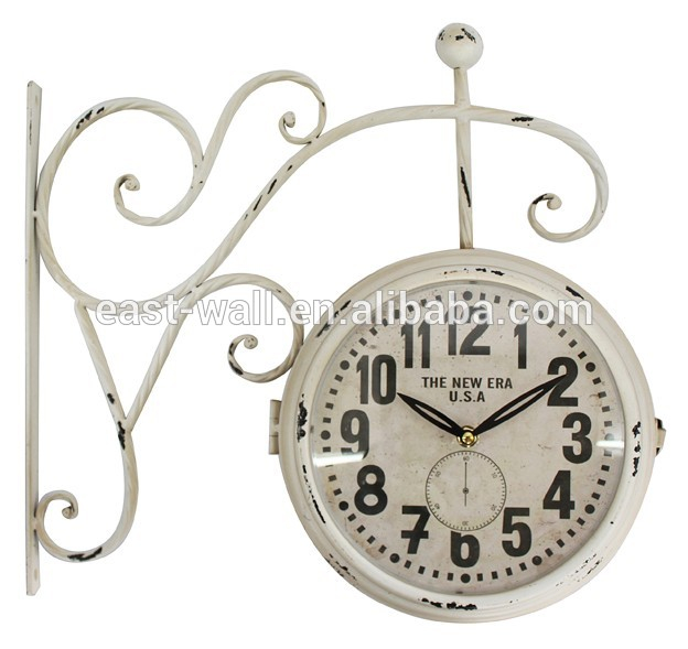 Vintage White Round Wall Hanging Digital Clock