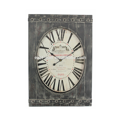 Oval Dial Rectangular Case Wrought Decor Large Iron wall Clock