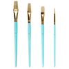 4pcs Short Blue Handle Bristle Brush Set Acrylic Paint Brush Oil Painting Brush