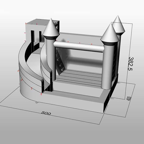 Inflatable White Castle Slide Combo Design Drawing Left View Opblaasbare witte kasteelglijbaan Combo ontwerptekening linkeraanzicht