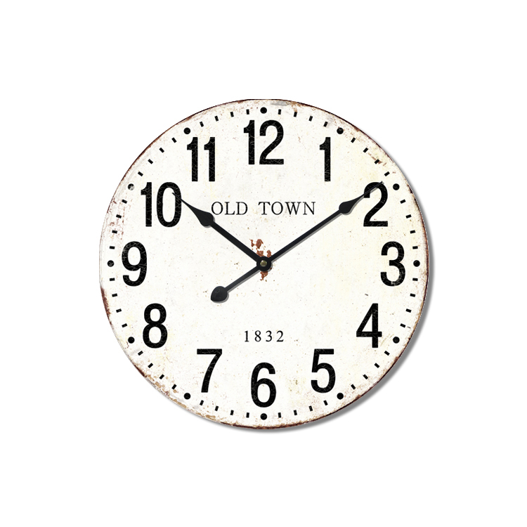 Original Decorative Wall Clock Round Vintage Wall Clock Colourful French Country Style Paris Creative Wooden Wall Clock