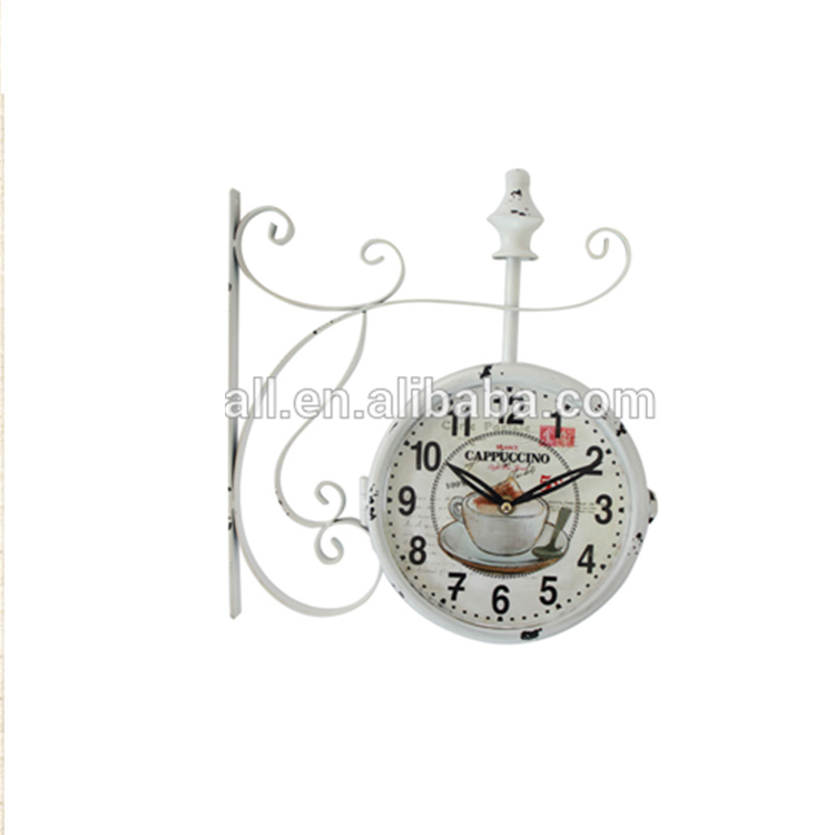 Electric Digital Double Sides Iron Wall Clock Decorative Furniture Accessory