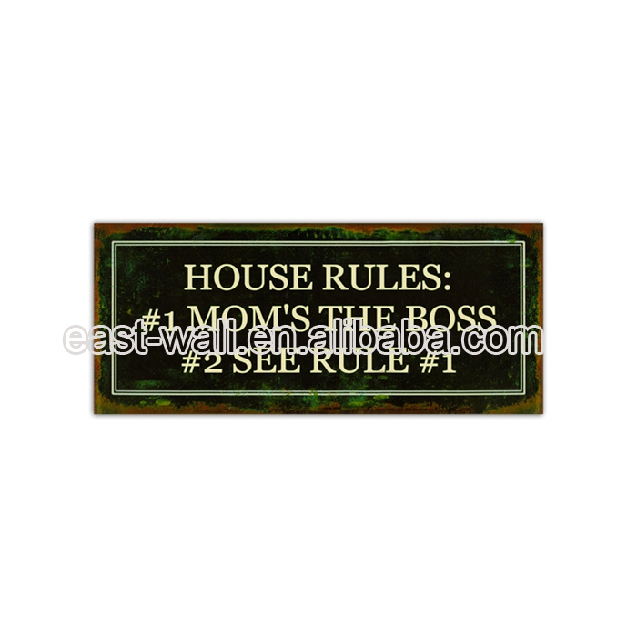 Interior Home Decoration Collector Metal Signs Custom Ltter Plaque House Rule