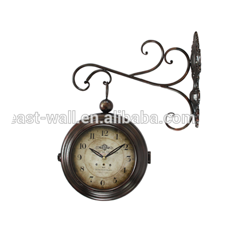 Art Work Craft Decoration Antique Furniture Double Sides Iron Wall Clock