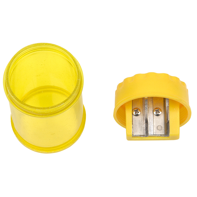 Double Hole Pencil Sharpener with Round Plastic Barrel