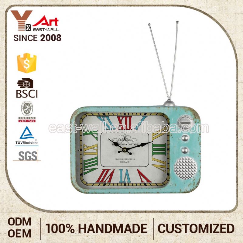 Vintage Style Mdf Wall TV Shaped Clock Manufacturer