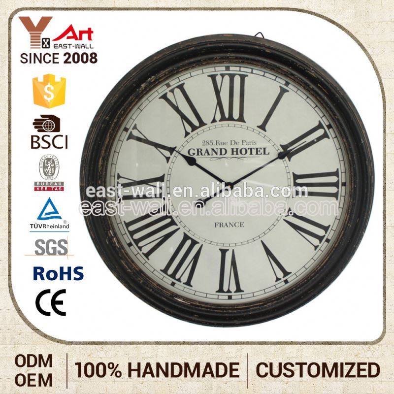 Luxury Quality Brand New Design Old Fashioned Wood Frame Wall Clock With Big Numbers