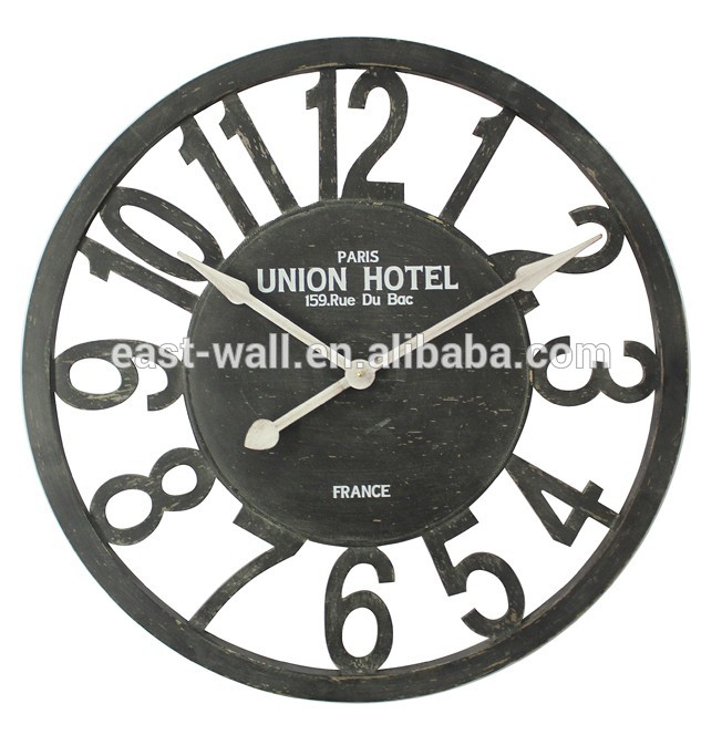 Antique Black Painted MDF Dial Hotel Garden Clock