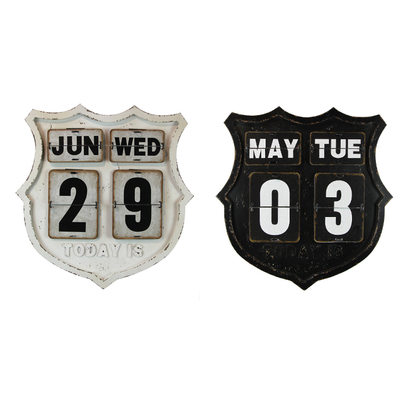 New Product Vintage Black White Two Colors Home Decoration Metal Calendar Hanging Sign Board