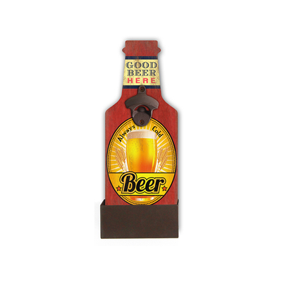 GB65034 Beer MDF+IRON Custom Wall Mount Cheap Bottle Opener