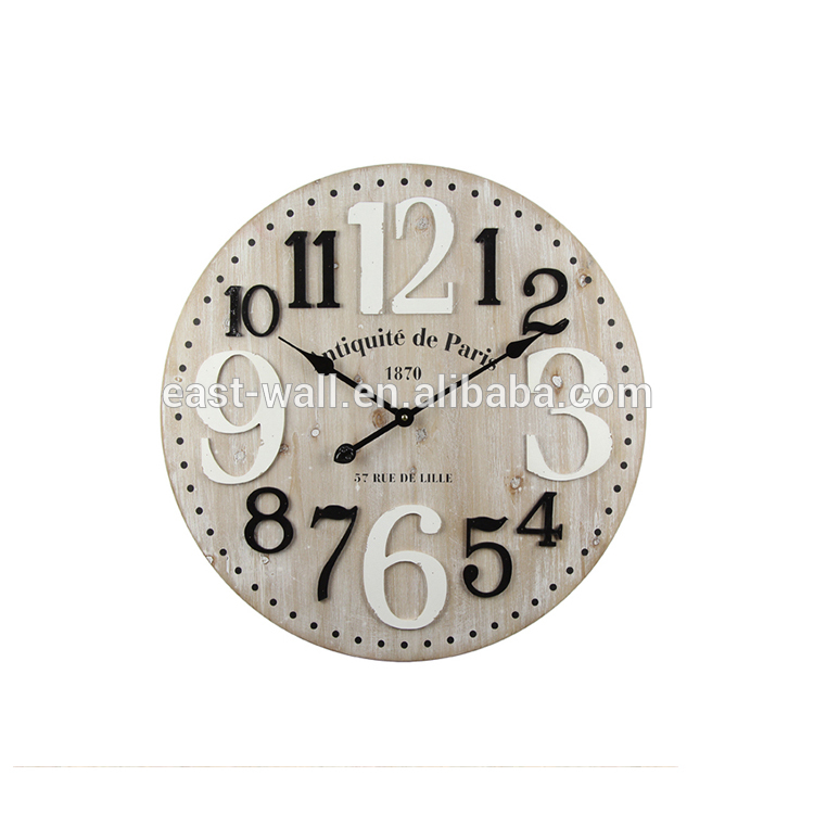 Roman Letter Decorative Metal Large Wholesale Wood Modern Wall Clock Manufacturer