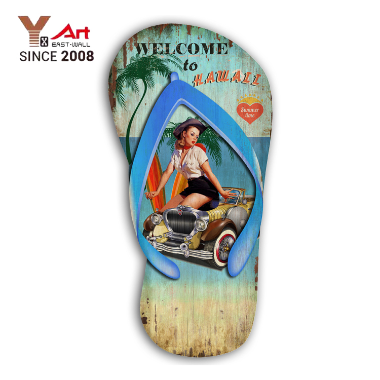 Hot Selling Homemade Home Decoration Slipper Shaped Wood Wall Plaque Crafts