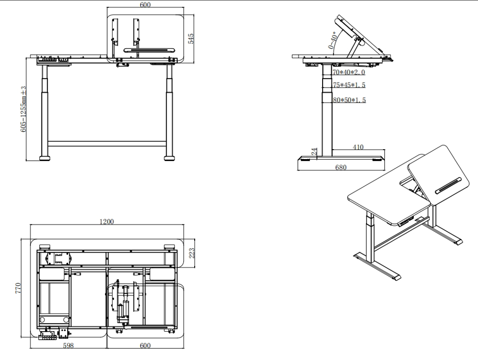 NATE tilting standing desk escritorio basculante de pie NATET4-7