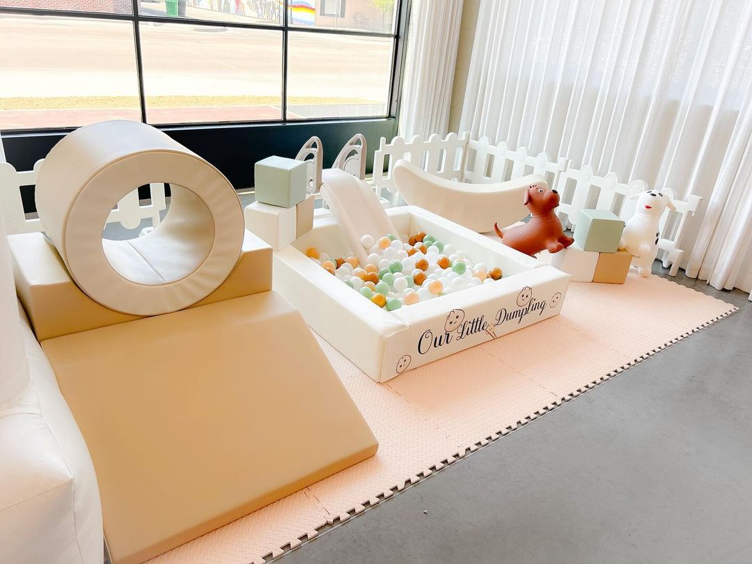 Soft play set beige with ball pit baby set indoor play set white Juego de juego suave beige con piscina de bolas juego para bebé juego de interior blanco