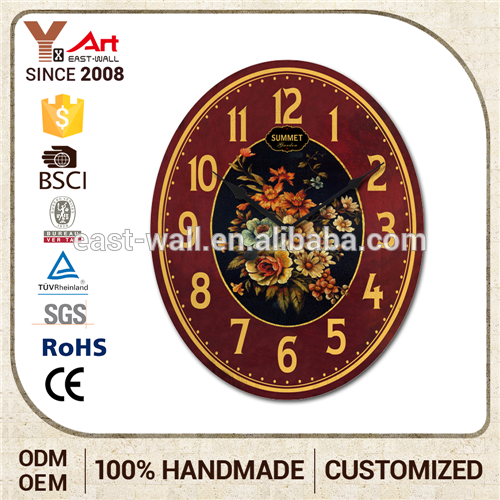 Red Background Golden Arabic Numerals Big Modern Wall Clocks